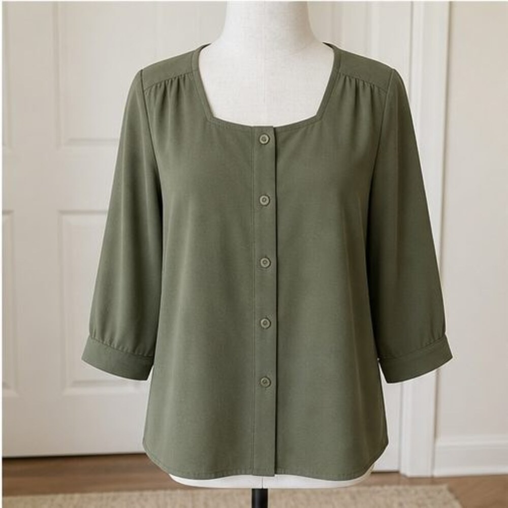 Olive Button Blouse